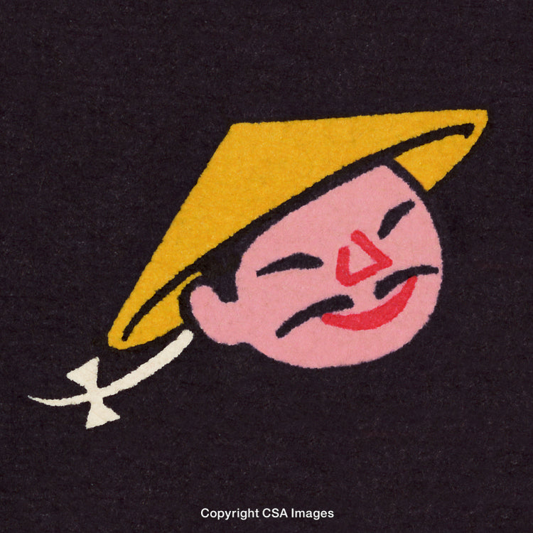 Stylized Illustration of a Person Wearing a Traditional Yellow Hat