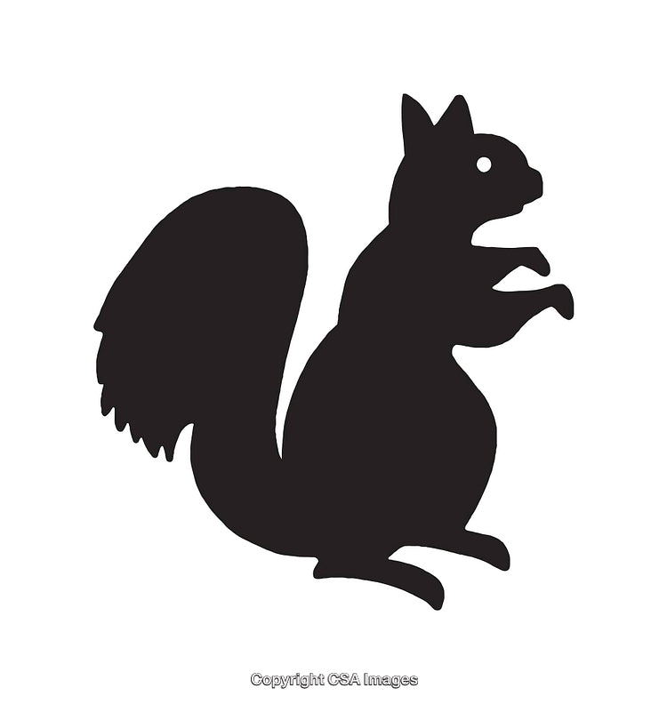 Silhouette Illustration of a Squirrel in Black and White