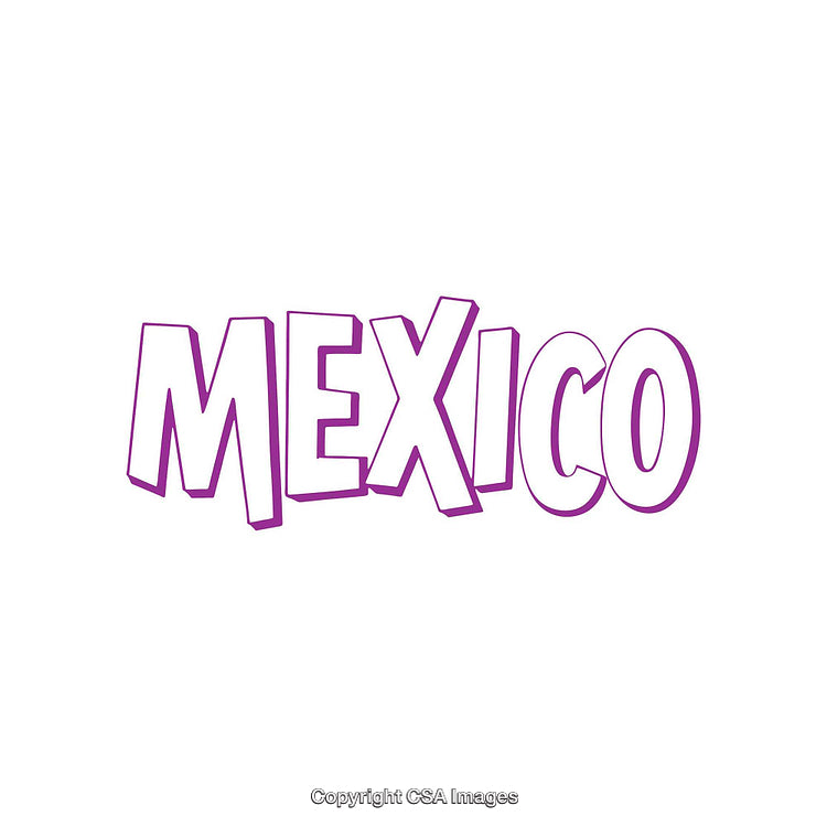 Bright Purple Mexico Text Graphic on White Background