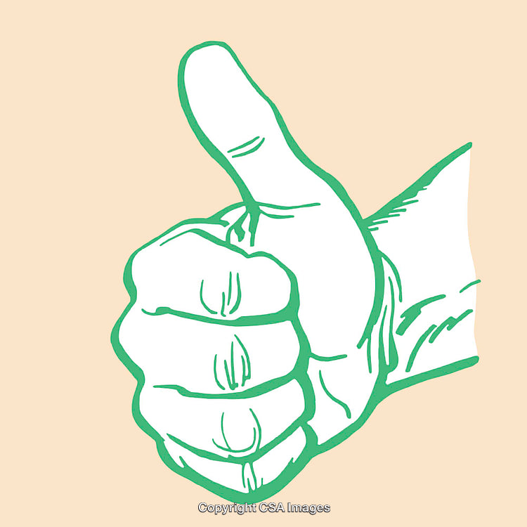 Green Line Art Thumbs Up Illustration on a Peach Background