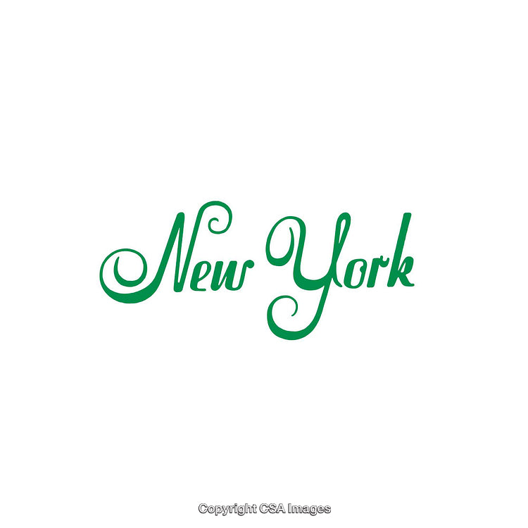 Elegant Green New York Text Isolated on a White Background