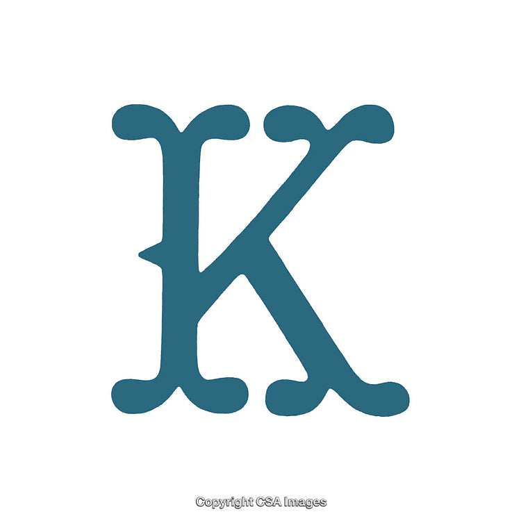Close-Up Illustration of the Letter K in Decorative Font Style