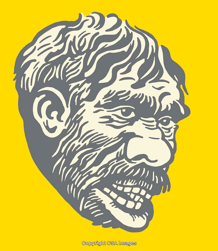 Abstract Artwork Featuring a Detailed Gray Face on Yellow Background