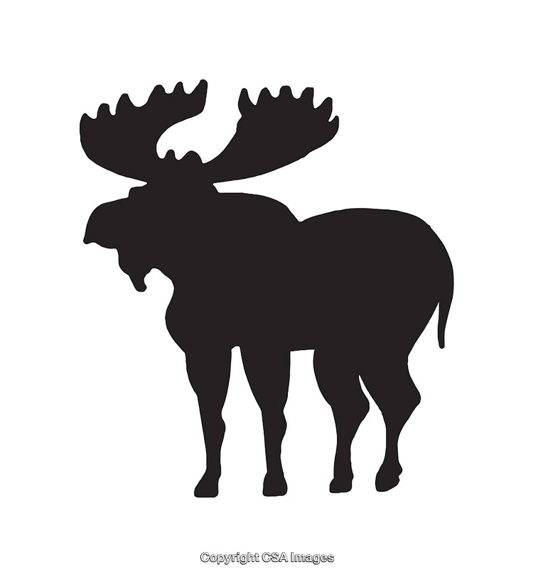 Silhouette of a Moose Standing in Profile on White Background