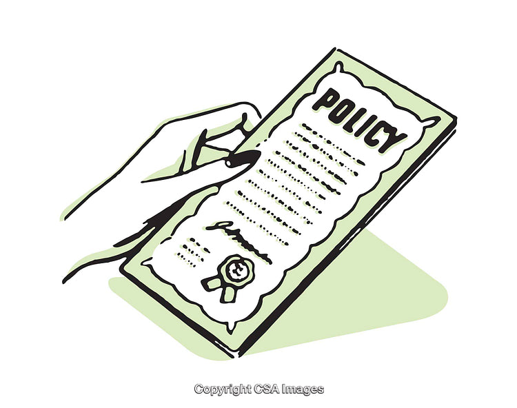 Hand Holding an Illustrated Policy Document with Decorative Border