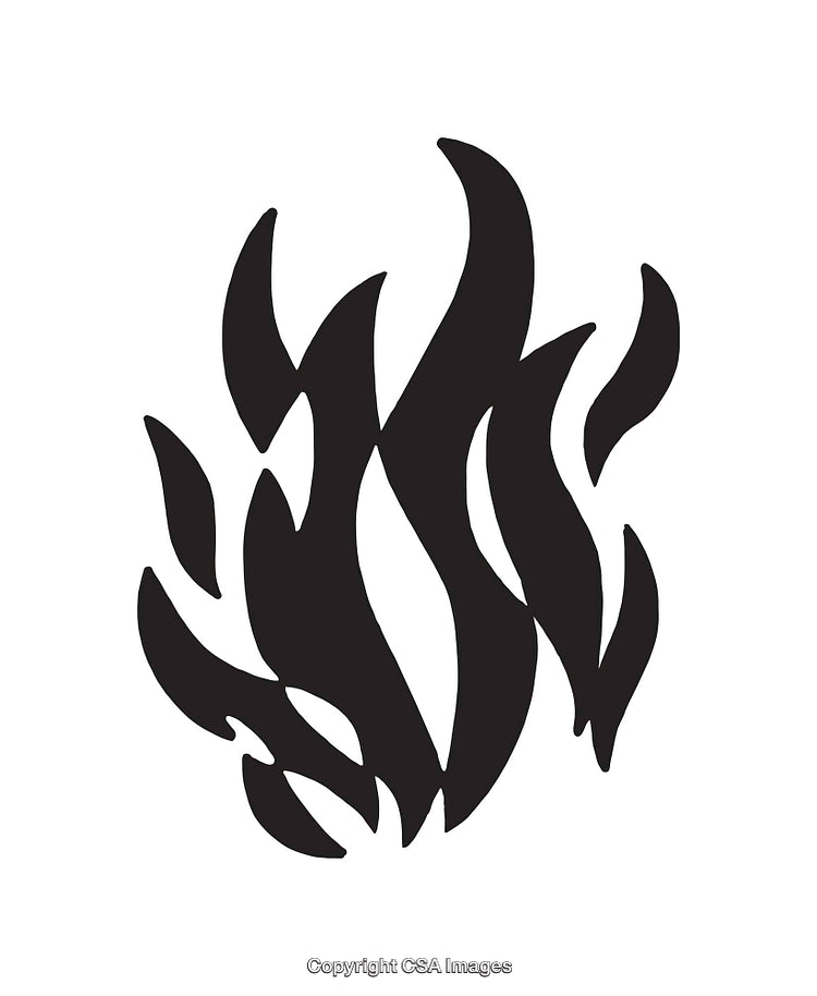 Stylized Black Flames Icon in Minimalistic Design on White Background