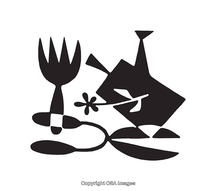 Black and White Gardening Tools With Modern Art Design