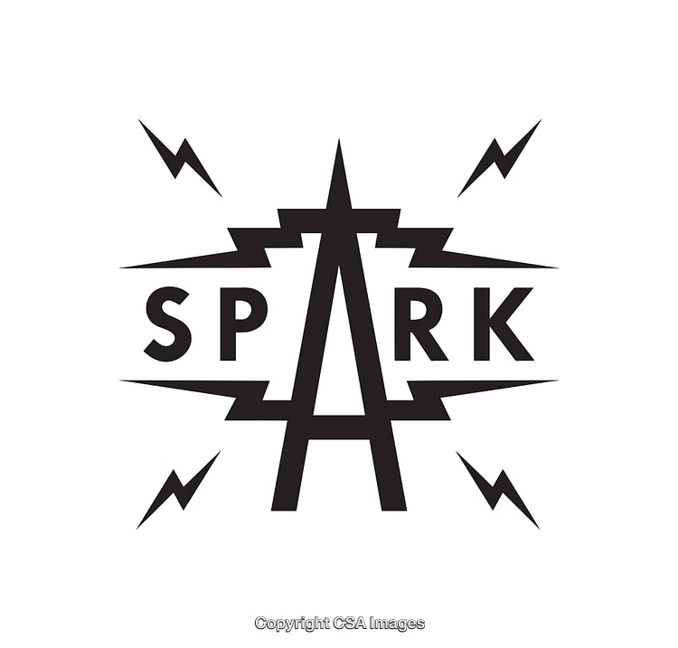 Bold Black and White Spark Logo Design with Electric Theme