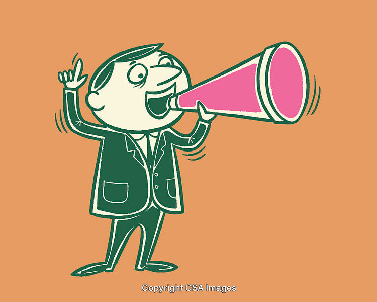 Color Line Art Illustration of a Man Speaking Through a Megaphone