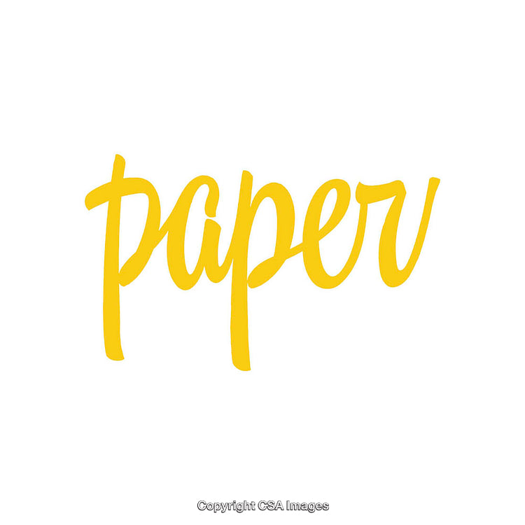 Yellow Handwritten Script Showcasing the Word 'Paper'