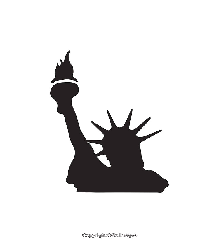 Black Silhouette Of The Statue Of Liberty Against A White Background