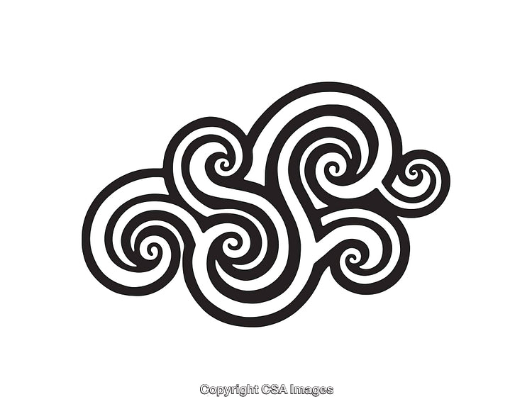 Black and White Elegant Swirling Cloud Line Art Illustration