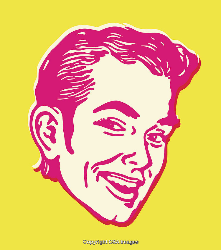 Cheerful Retro Line Art of a Smiling Face in Vibrant Colors