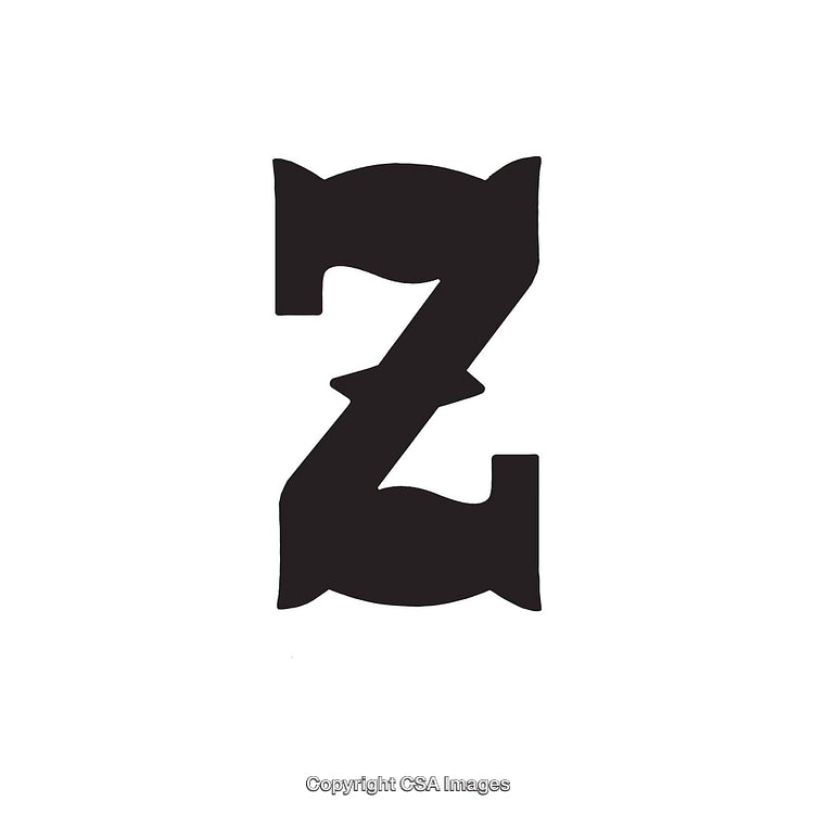 Bold Black Letter Z With Elegant Typography On White Background