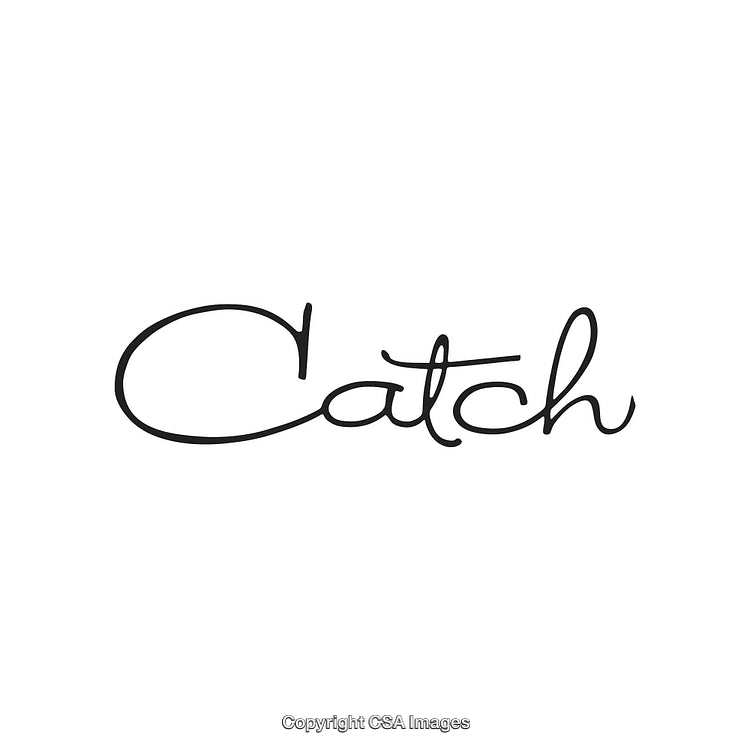 Elegant Handwritten Word 'Catch' in Minimalist Style on White Background