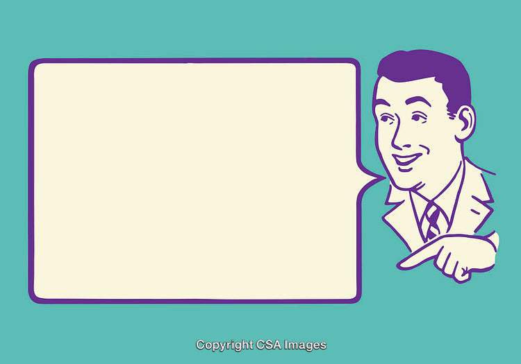 Retro Businessman with Speech Bubble for Creative Messages or Advertisements