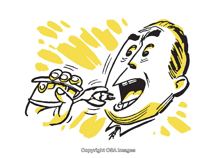 Retro Illustration of a Surprised Man Reacting Dramatically