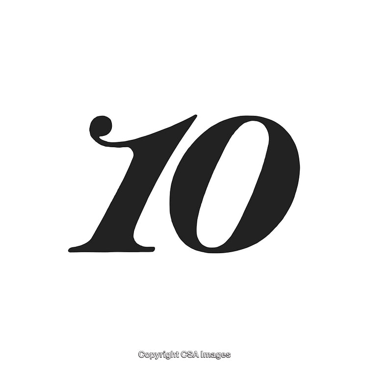 Stylized Number Ten Design in Black on White Background