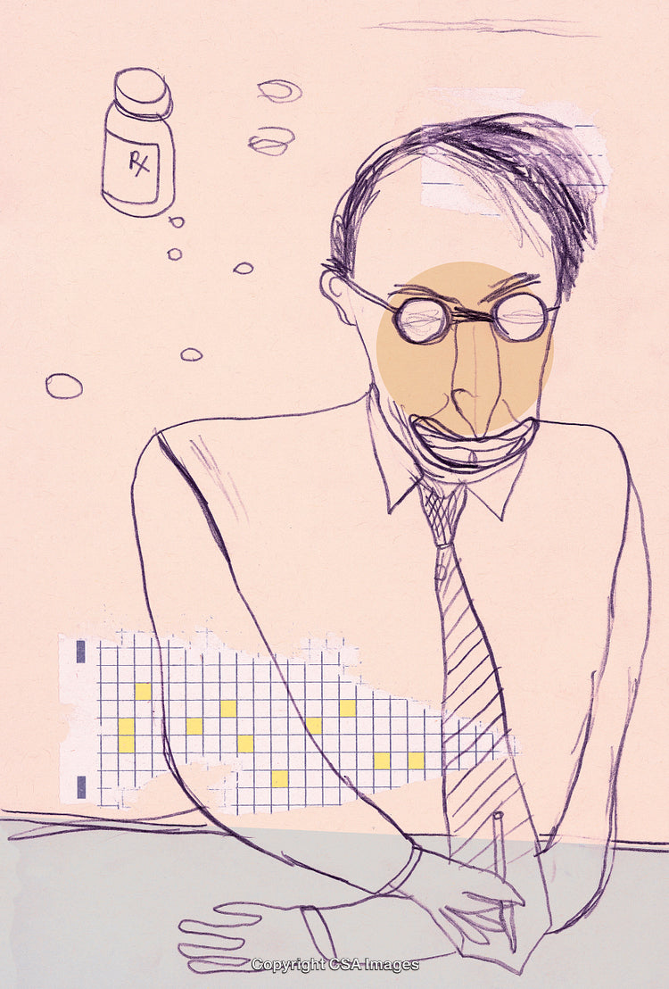 Abstract Illustration of a Professional Expressing Thought and Anxiety