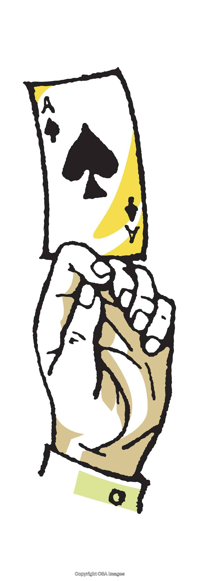 Illustration of a Hand Holding an Ace of Spades Playing Card