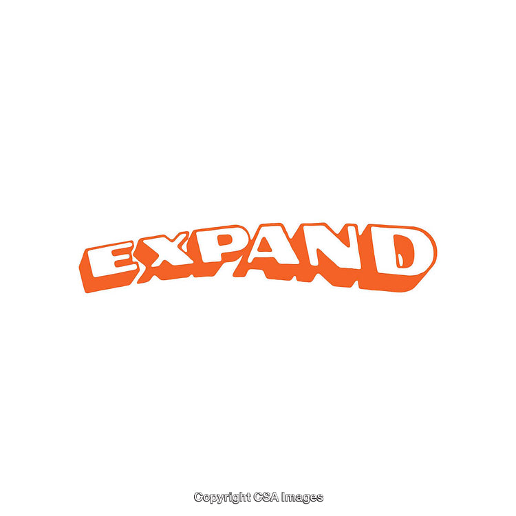 Dynamic Expand Text in Bold Orange on White Background