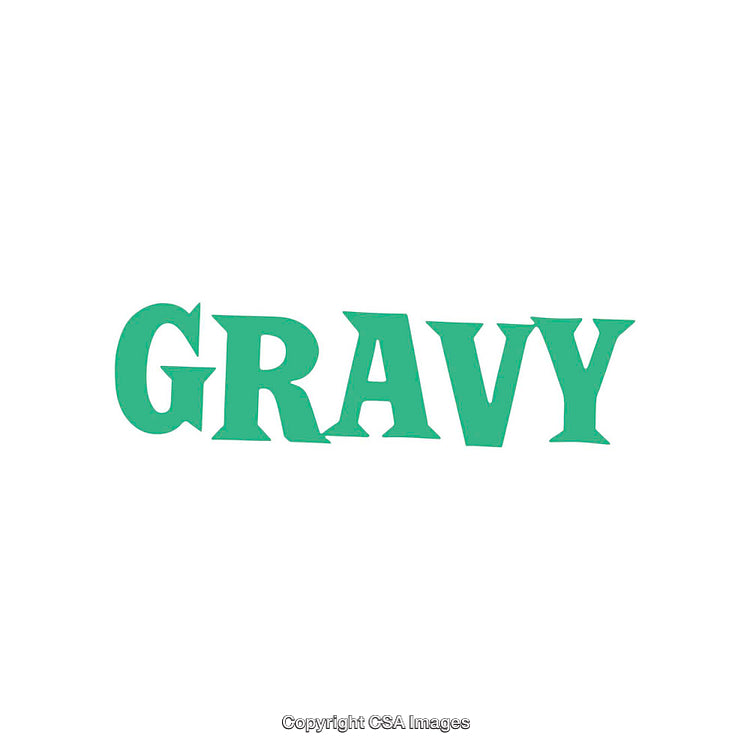 Green Text Illustration Featuring the Word Gravy on White Background