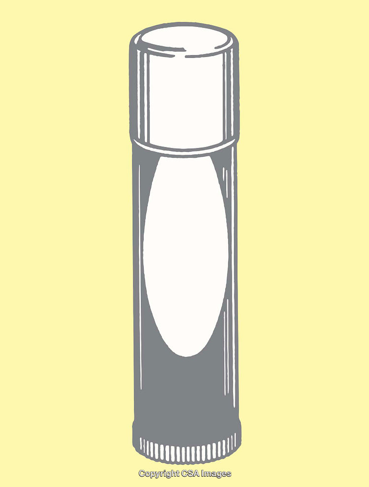 Simple Color Line Art Illustration of a Cylindrical Lip Balm
