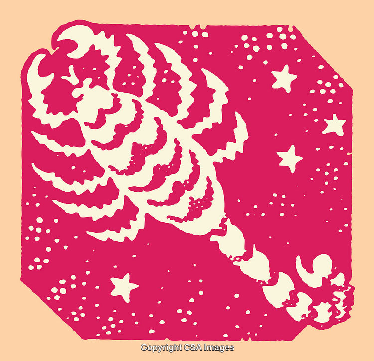 Retro Line Art Illustration of a Scorpion in a Starry Celestial Background