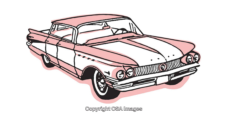 Retro-Inspired Pink Classic Car Illustrated in Minimalistic Style