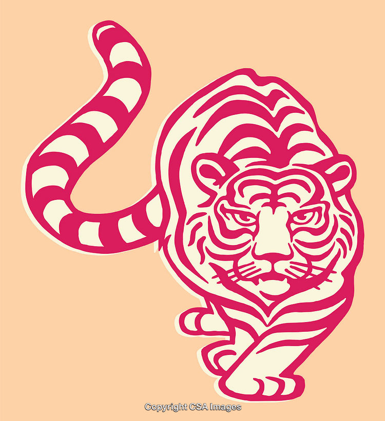 Colorful Tiger Line Art Illustration with Majestic Stripes
