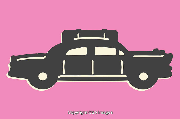 Retro Car Illustration on a Vibrant Pink Background