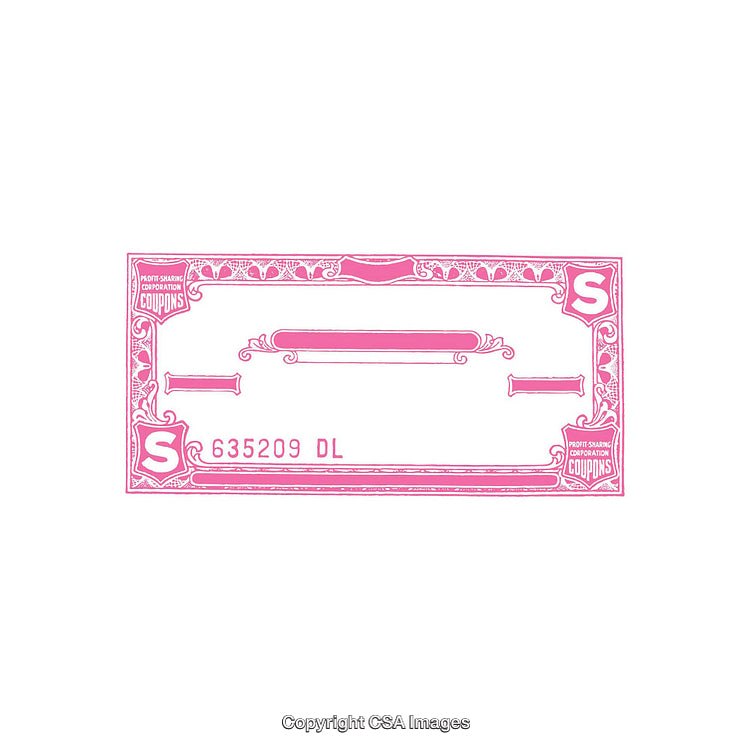 Vintage Pink Coupon With Decorative Borders and Serial Number Design
