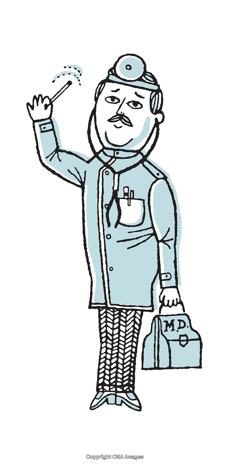 Illustration of Cartoon Doctor with Bag and Stethoscope in Hand