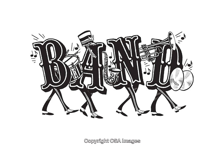 Creative Black And White Line Art of a Marching Band Theme