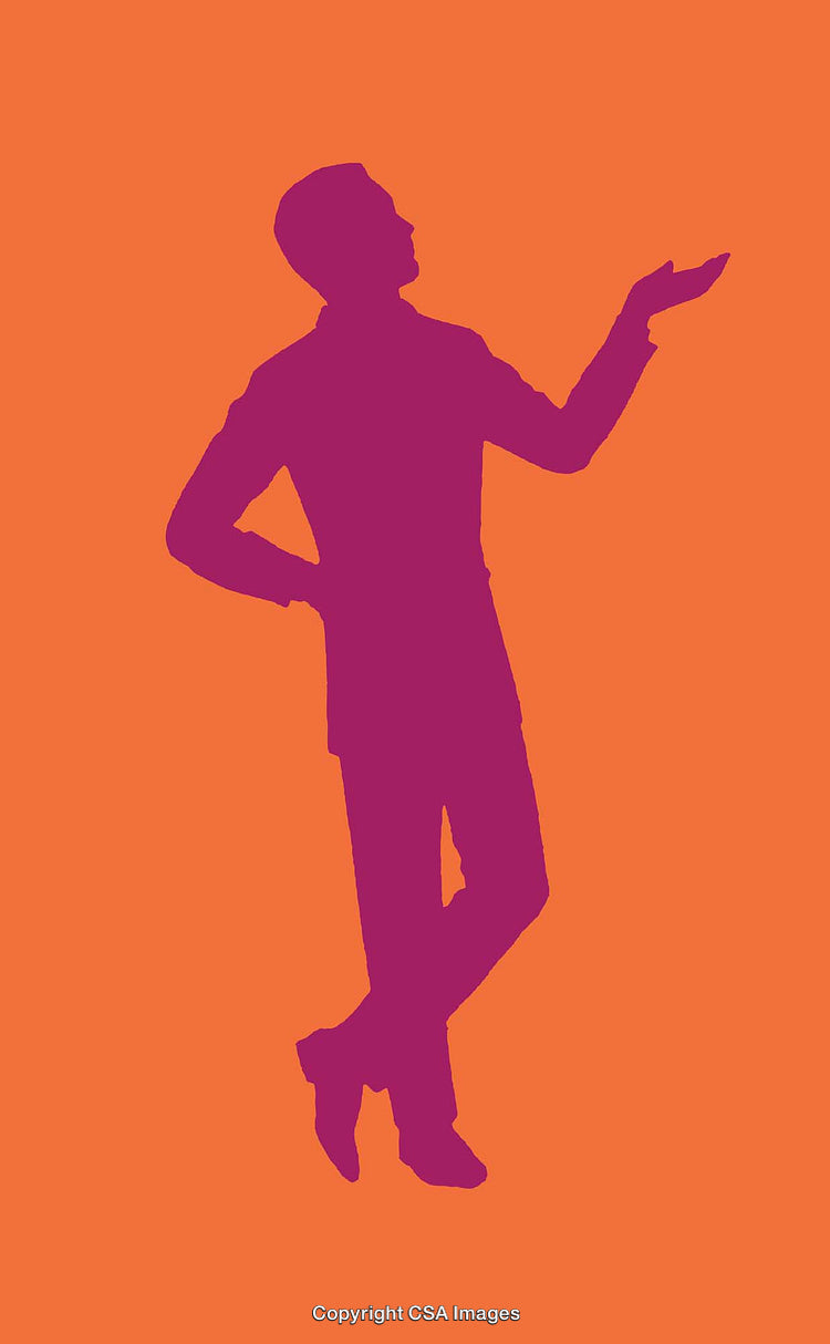 Silhouette of Stylish Man in Bold Colors Striking a Thoughtful Pose