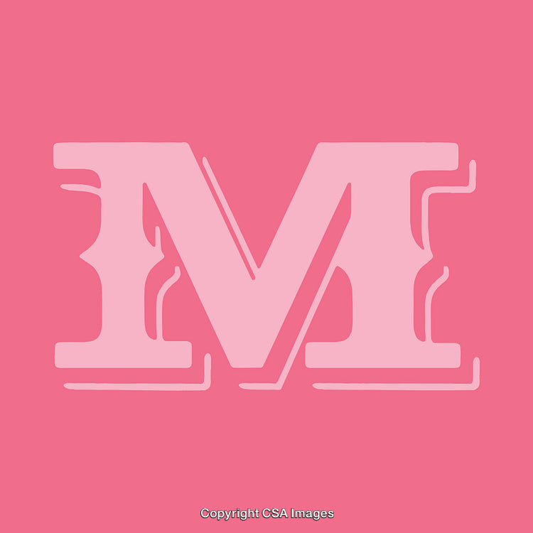 Bold Pink Letter M Against Vibrant Solid Background in Bold Typography