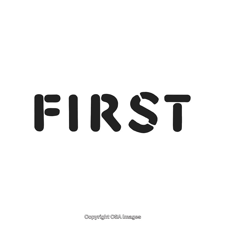 Minimalist Black Text Design Highlighting the Word 'First' on White Background