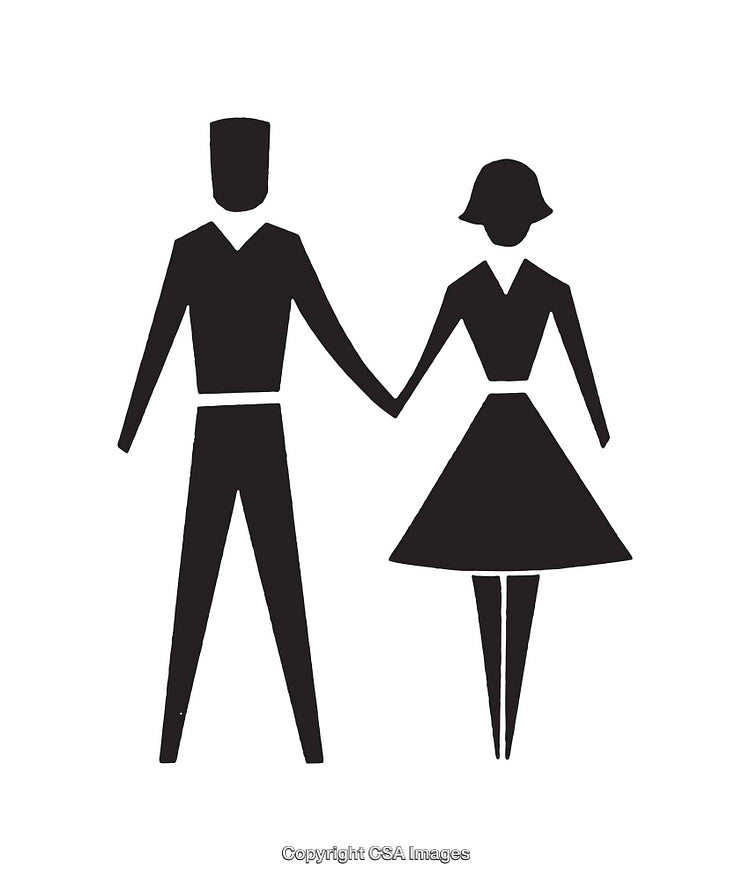 Minimalistic Silhouette of a Couple Holding Hands in Black and White