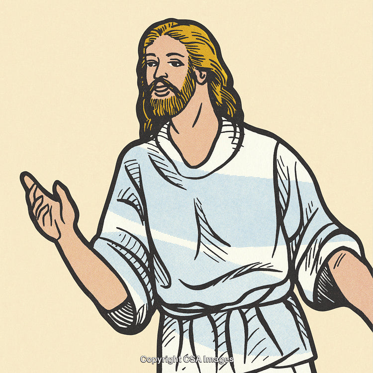 Illustration of a Human Figure with Expressive Gesture in Art Style