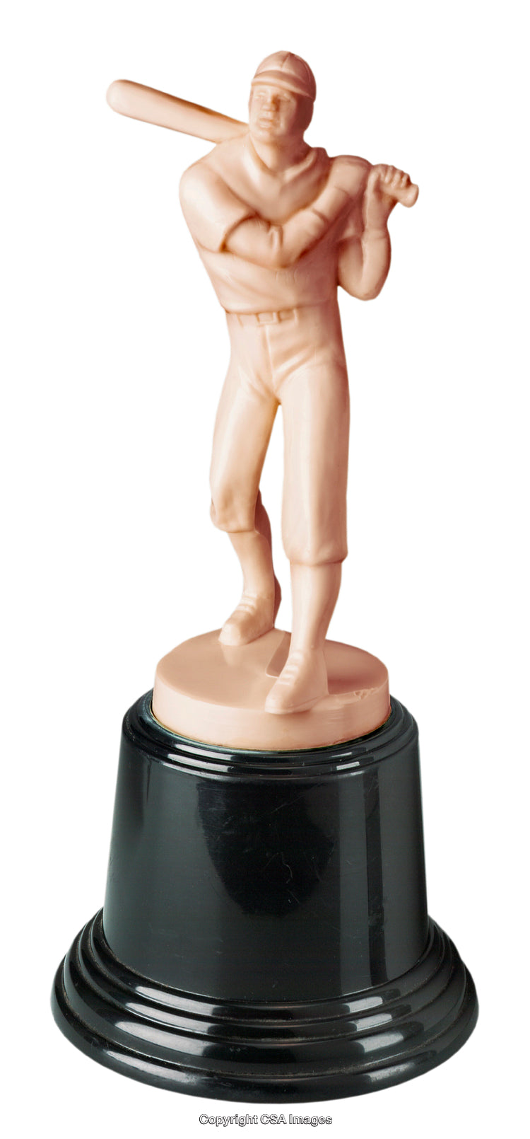 Plastic Baseball Player Trophy on Black Pedestal Displayed Isolated