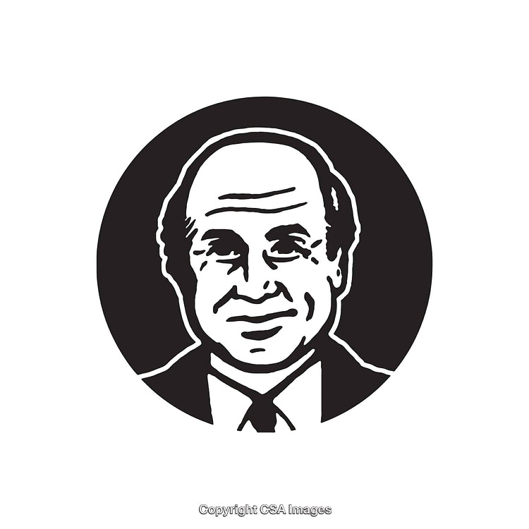 Classic Black and White Portrait Line Art Illustration