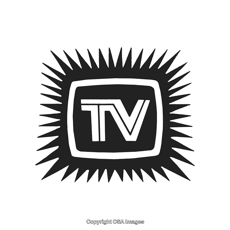 Black and White Television Icon With Radiant Border