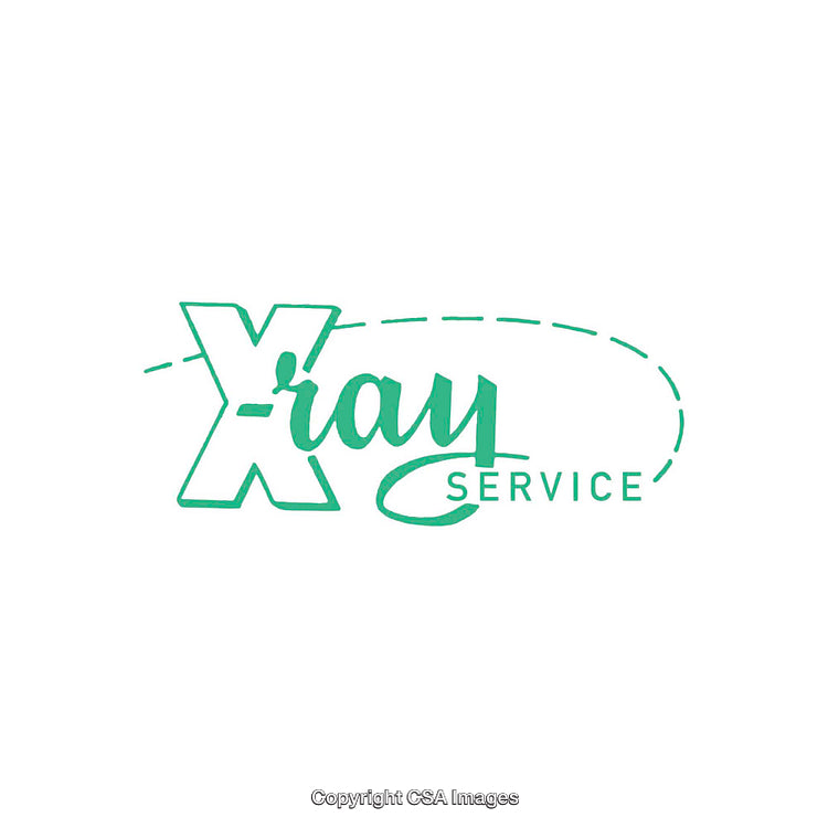 Green Retro Styled X-Ray Service Logo Design with Dotted Line Accent