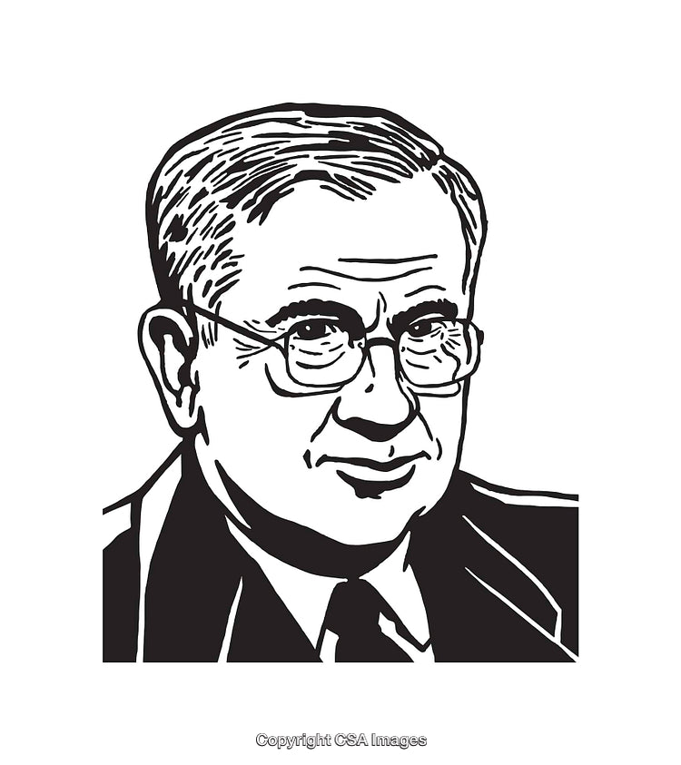 Black and White Line Art Portrait of a Distinguished Gentleman