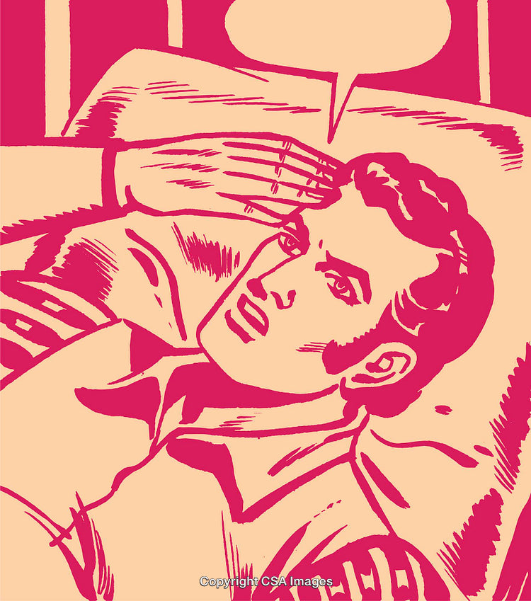 Retro Pop Art Illustration of Thoughtful Man with Speech Bubble