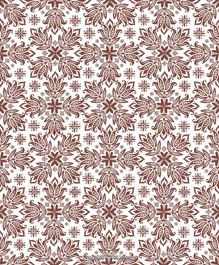 Elegant Brown Floral Pattern on White Background for Decorative Projects