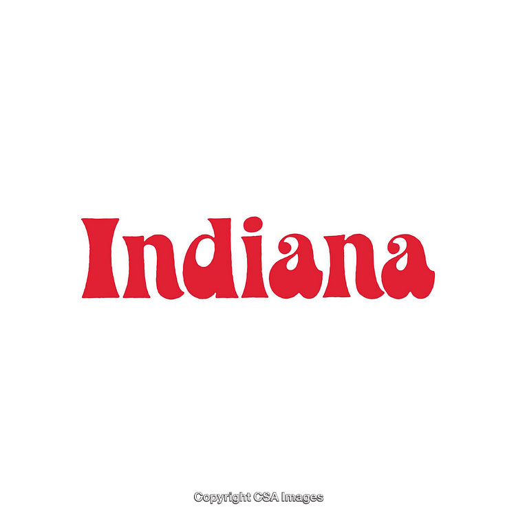 Bold Red Classic Typography Of Indiana on a White Background