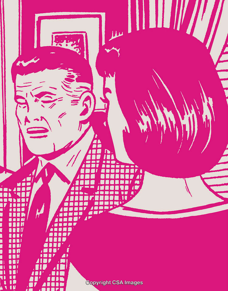 Dramatic Retro Illustration Showing Intense Interaction Between Two People