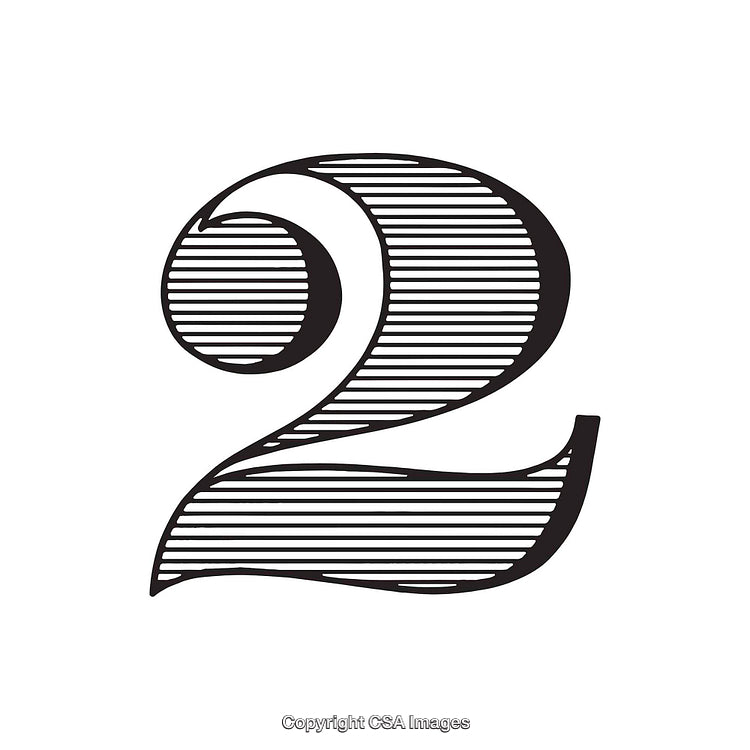 Black and White Number Two With Line Art Design