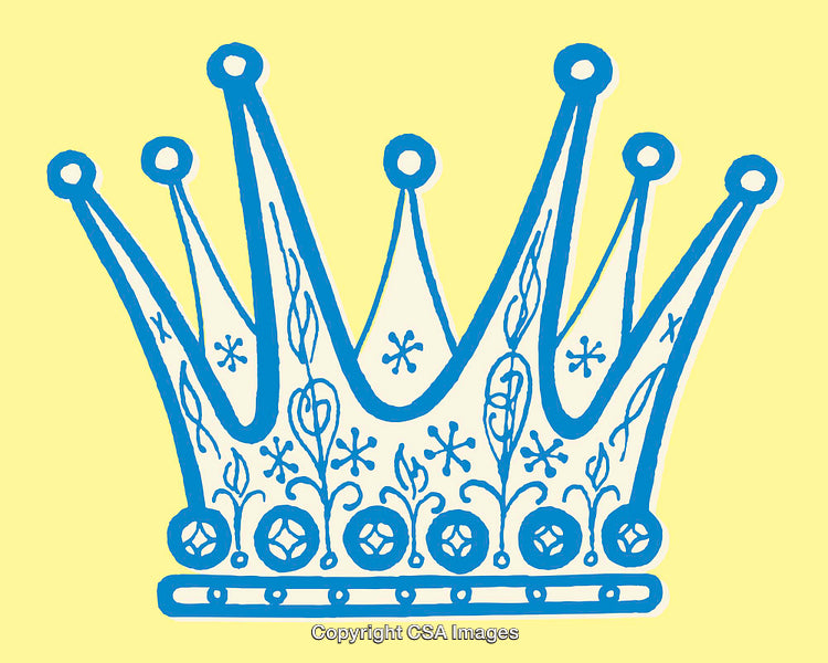 Blue Ornate Crown Illustration on a Light Yellow Background